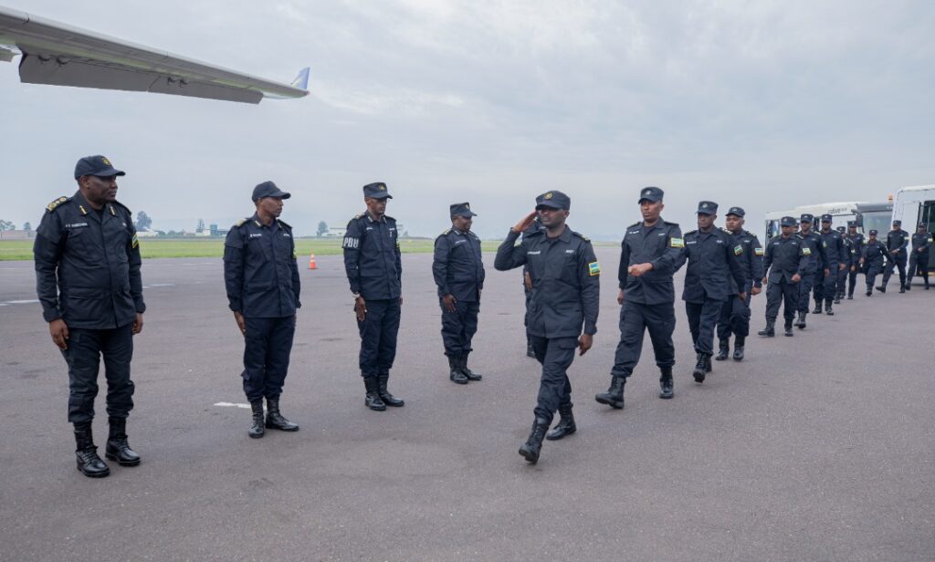 Itsinda rya 4 ry’abapolisi b’u Rwanda ryageze muri Santarafuria (Amafoto)