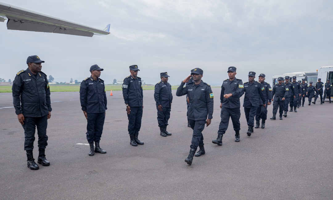 Itsinda rya 4 ry’abapolisi b’u Rwanda ryageze muri Santarafuria (Amafoto)