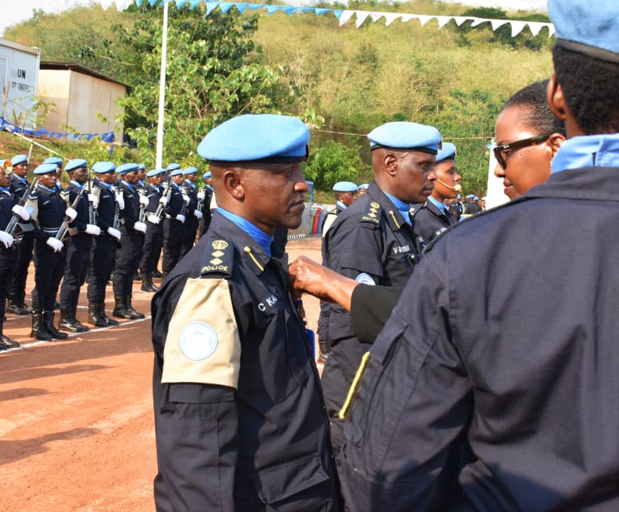 MINUSCA: Abapolisi b’u Rwanda 320 bambitswe imidali y’ishimwe