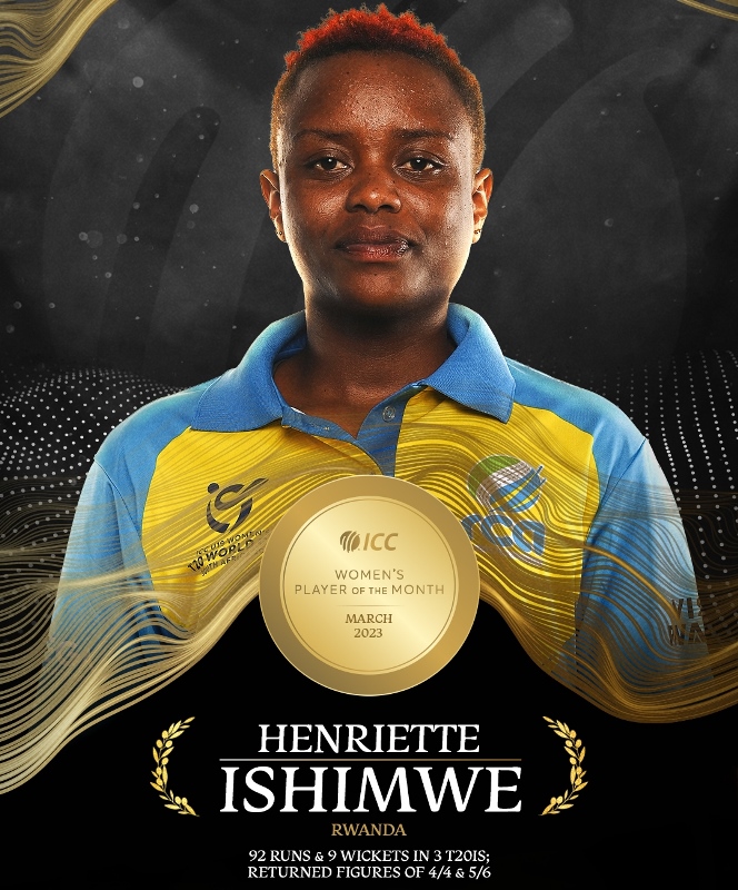 Cricket: Ishimwe yahawe igihembo nk’umukinnyi witwaye neza muri Werurwe 2023