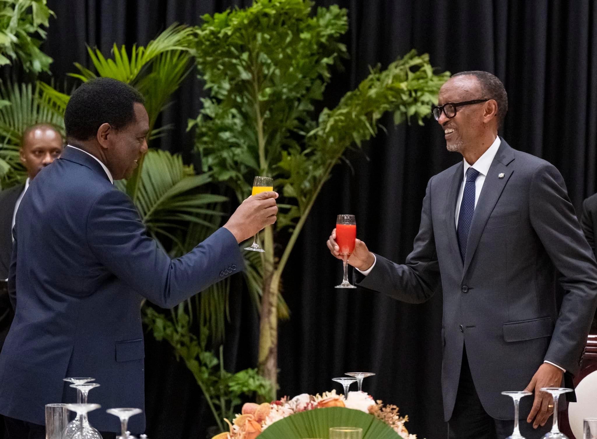 Umunsi wa mbere w’uruzinduko rwa Perezida Hichilema i Kigali (Amafoto)