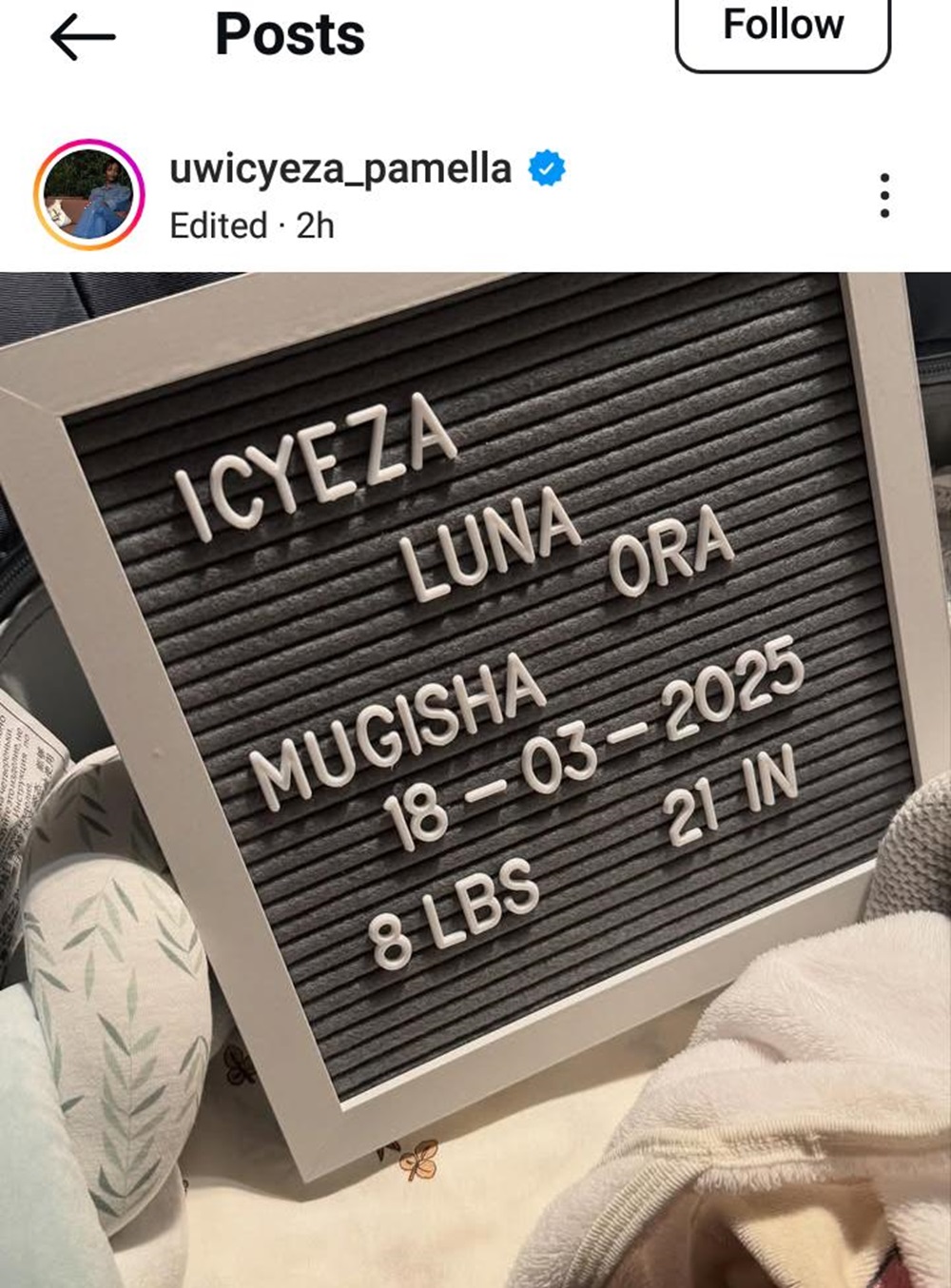 Pamella yatangaje amazina y’umwana we na The Ben