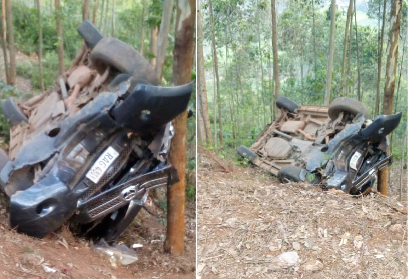 Nyamasheke: Imodoka yarenze umuhanda ikomerekeramo umushoferi n’uwo bari kumwe