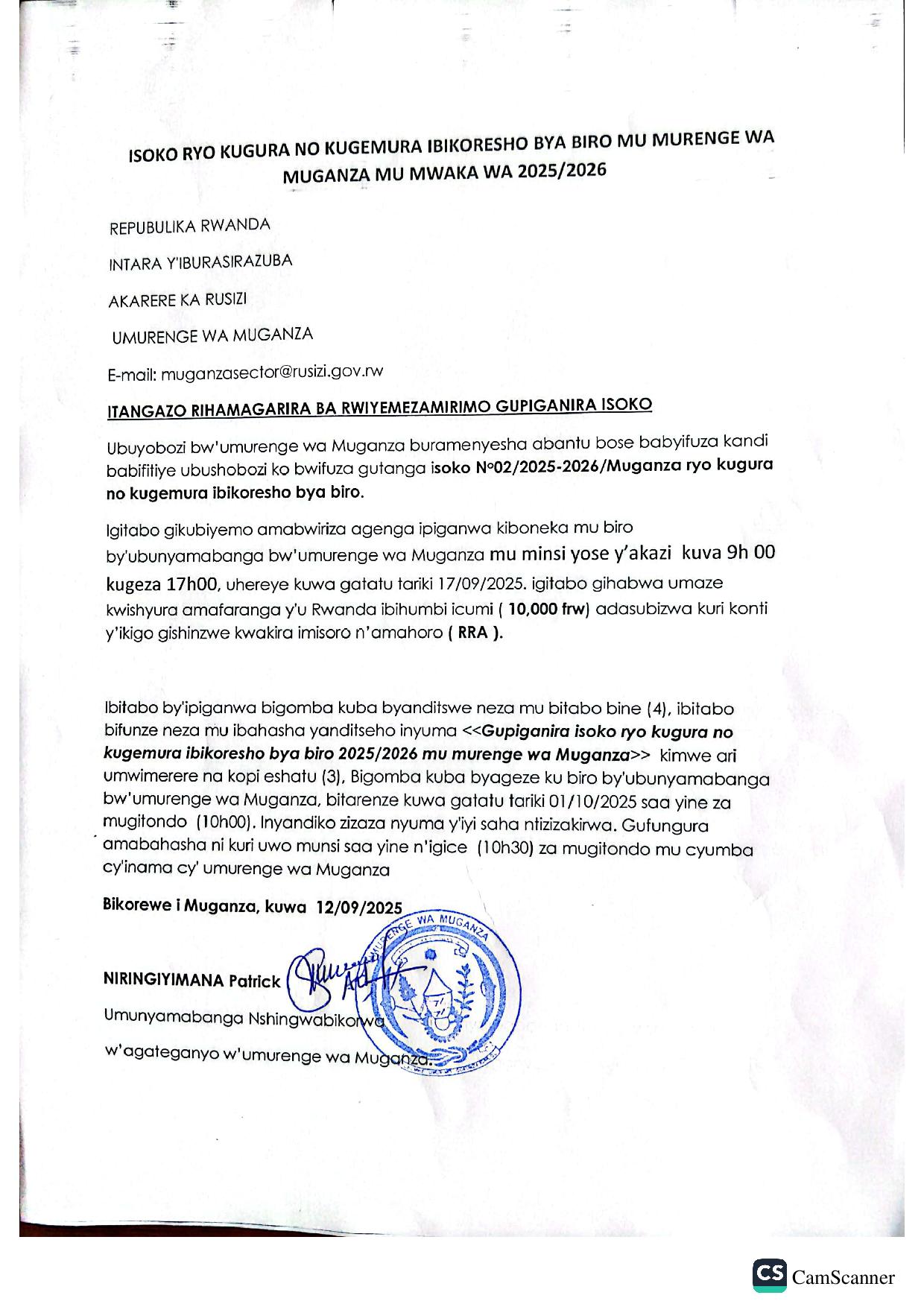 » Umurenge wa Muganza: Isoko ryo kugura no kugemura ibikoresho byo mu ...