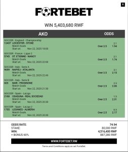Over za 2.5 zashwanyaguje 5,403,680 Frw mu masaha make