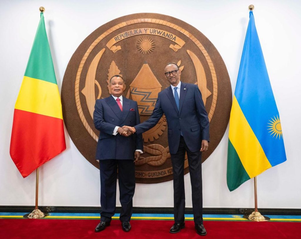 Perezida Kagame yashimiye Sassou Nguesso watorewe gukomeza kuyobora Congo