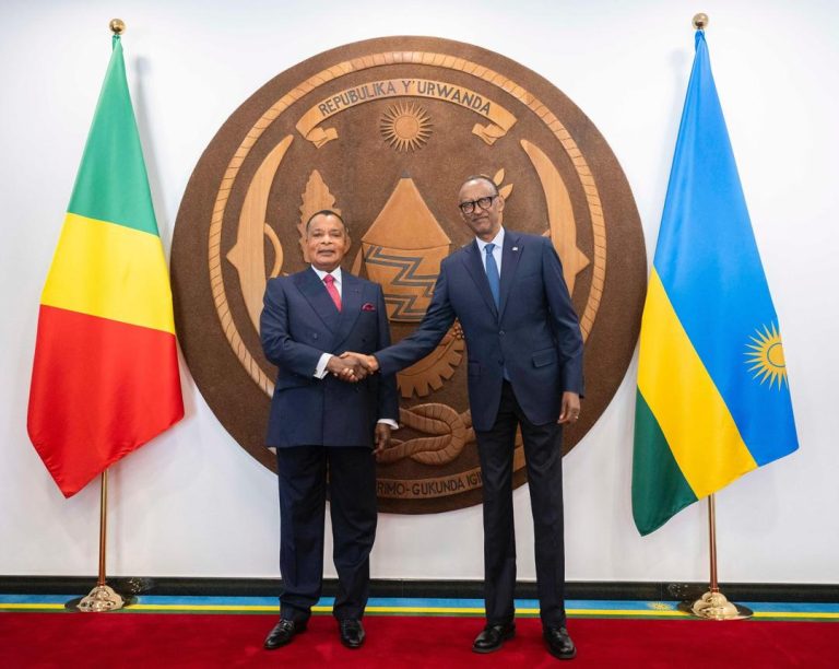 Perezida Kagame yashimiye Sassou Nguesso watorewe gukomeza kuyobora Congo