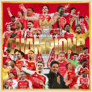 Arsenal yegukanye igikombe cya Shampiyona nyuma y’imyaka 22