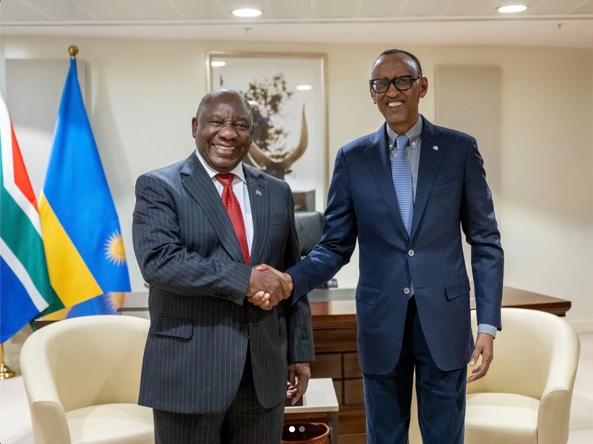 Perezida Kagame yashimiye Perezida Ramaphosa wamucyeje kubwo kwegukana Formula 1